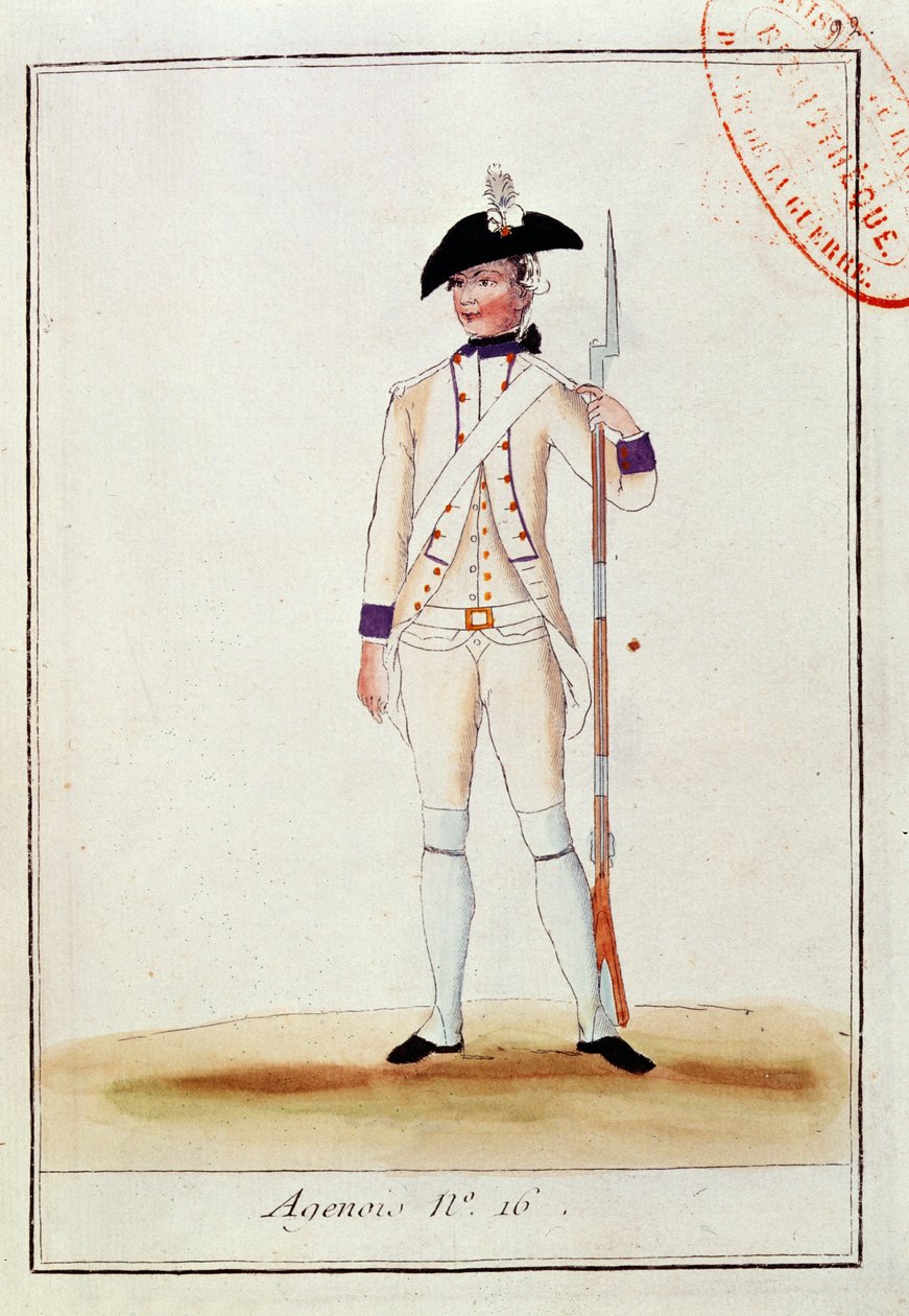 Żołnierz francuskiego pułku piechoty Agenois, ok.1780 autorstwa French School
