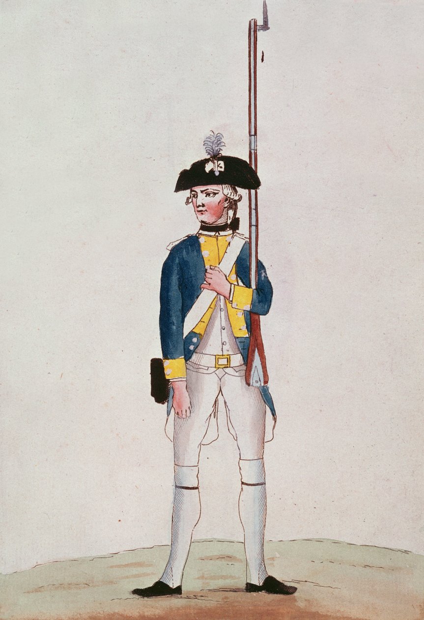 Żołnierz pułku Royal-Deux-Ponts, ok.1780 autorstwa French School