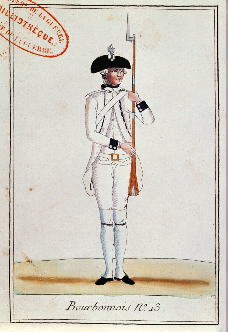Żołnierz Regiment de Bourbonnois, ok.1780 autorstwa French School