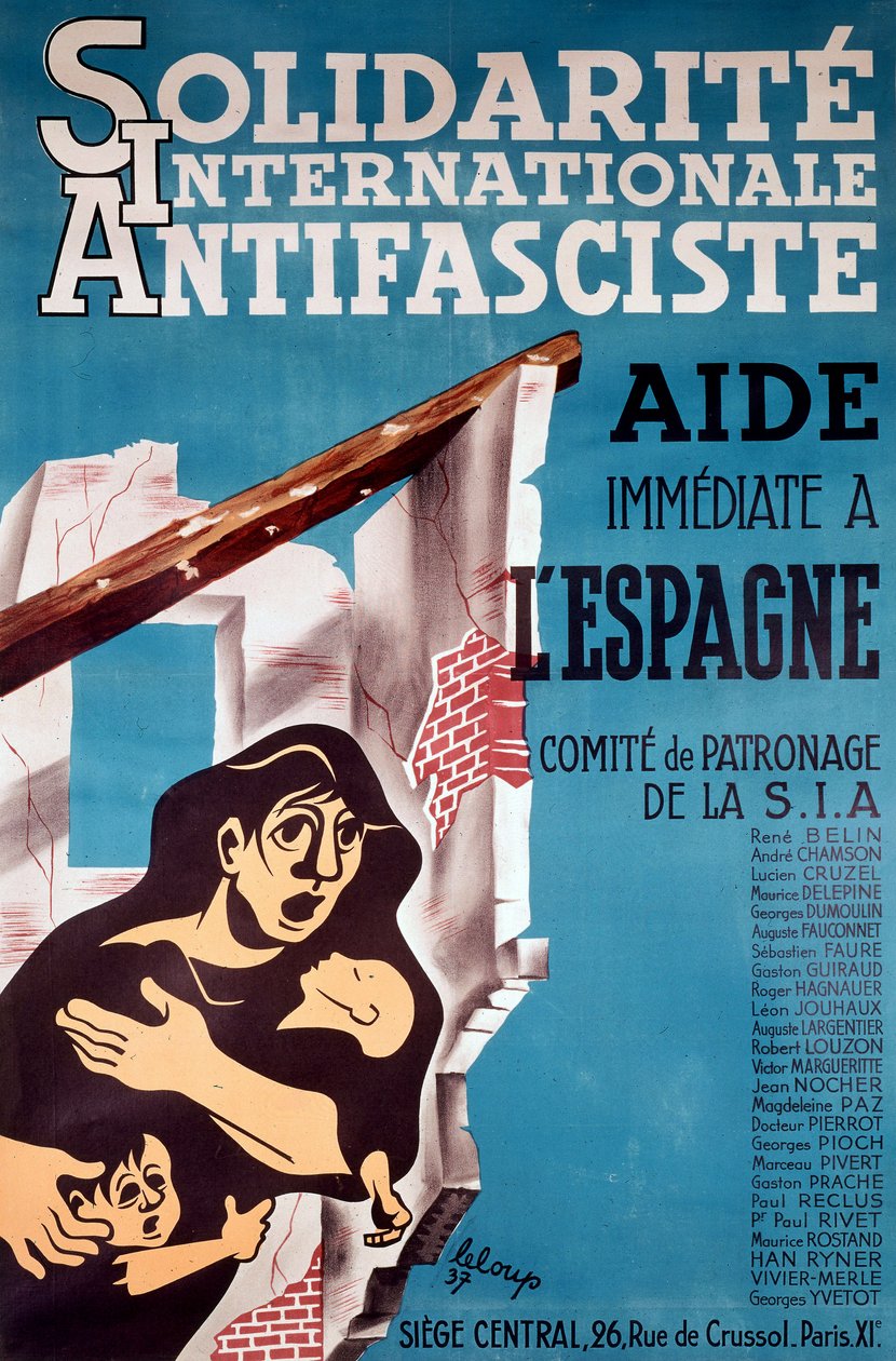 Solidarite Internationale Antidasciste", plakat antyfaszystowski autorstwa French School