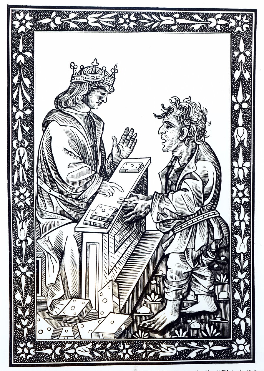 Salomon i Marcoul, ilustracja z Nauki i literatury w średniowieczu i renesansie, napisana i rytowana przez Paula Lacroix, 1878 autorstwa French School