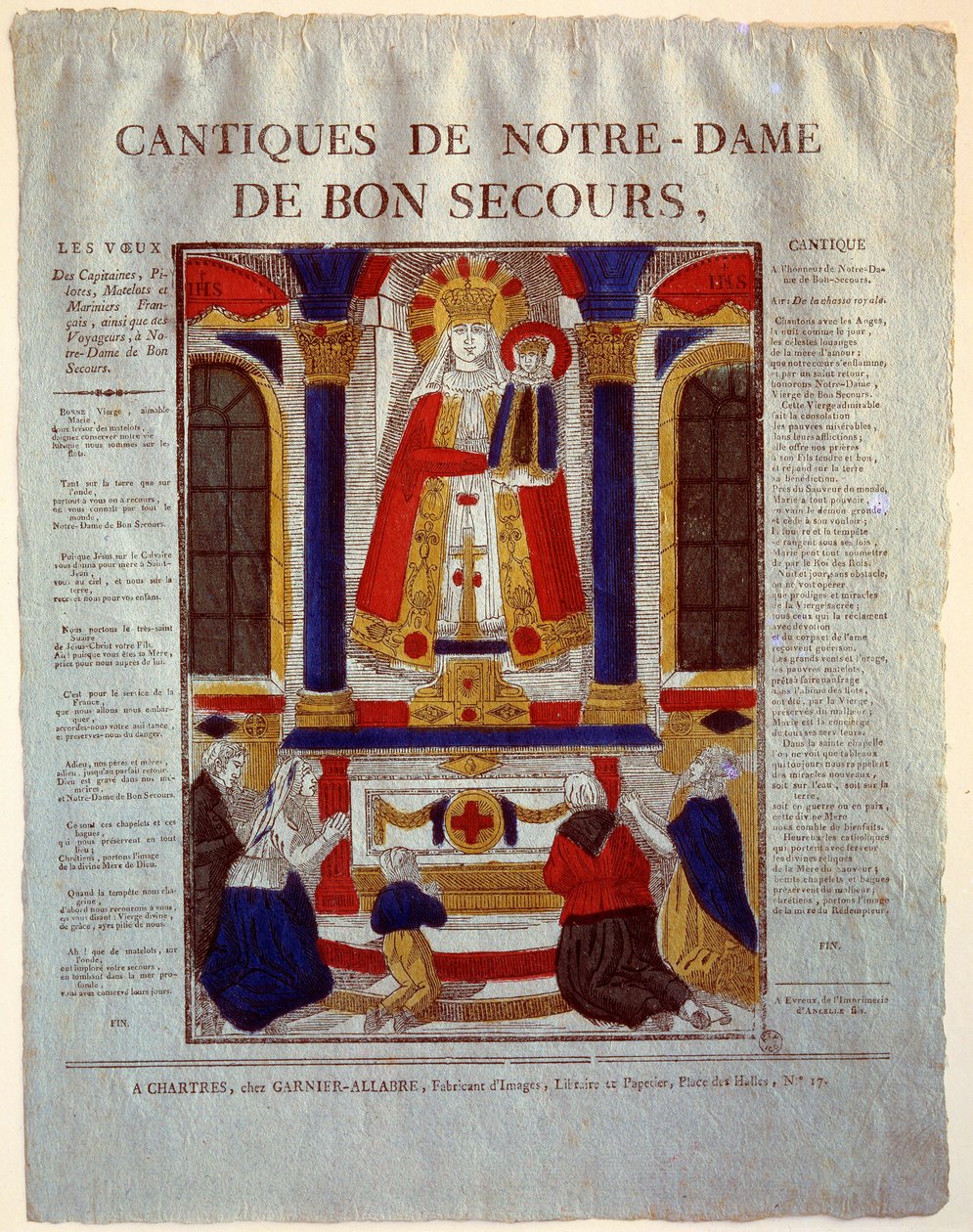 Pieśń Matki Bożej Dobrej Pomocy. Rycina z XIX wieku. Paryż, Muzeum Sztuki Ludowej i Tradycji autorstwa French School