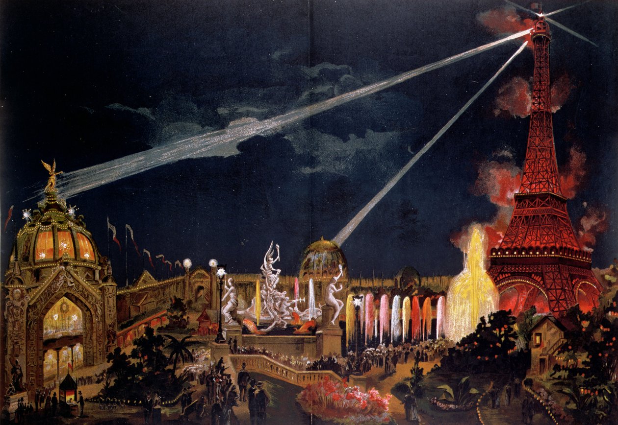 Pamiątka Iluminacji w Paryżu z okazji 100-lecia Rewolucji Francuskiej podczas Wystawy Uniwersalnej w 1889 r. autorstwa French School