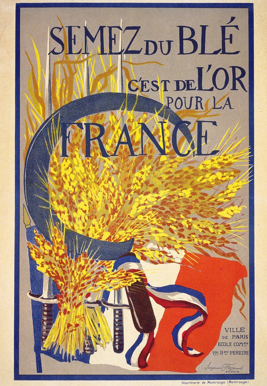Sianie pszenicy to złoto dla Francji - plakat autorstwa French School