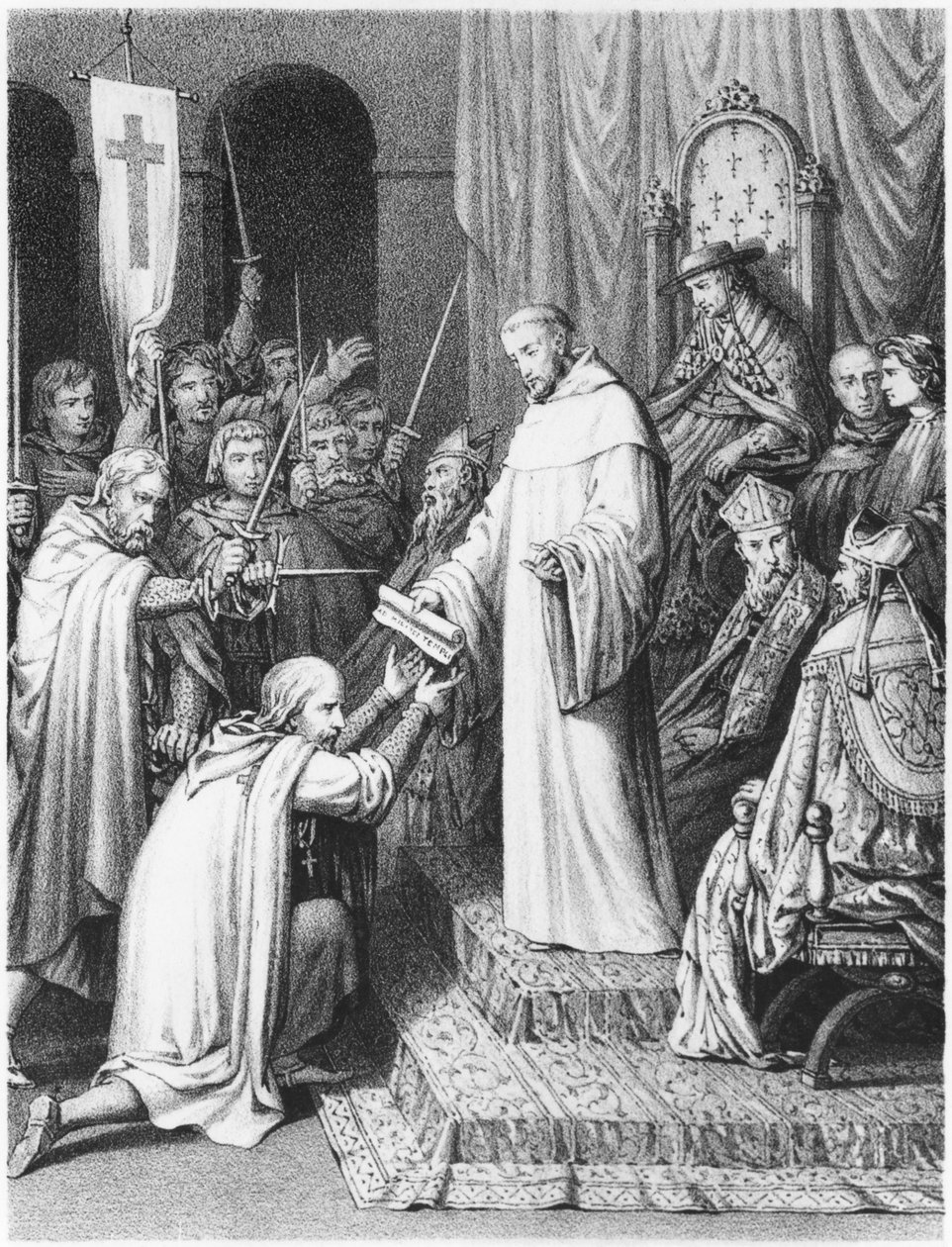 Św. Bernard, opat z Clairvaux, nadający templariuszom ich reguły autorstwa French School