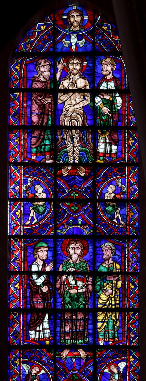 św. Jan Chrzciciel z Agnus Dei; chrzest w Jordanie (w106) autorstwa French School