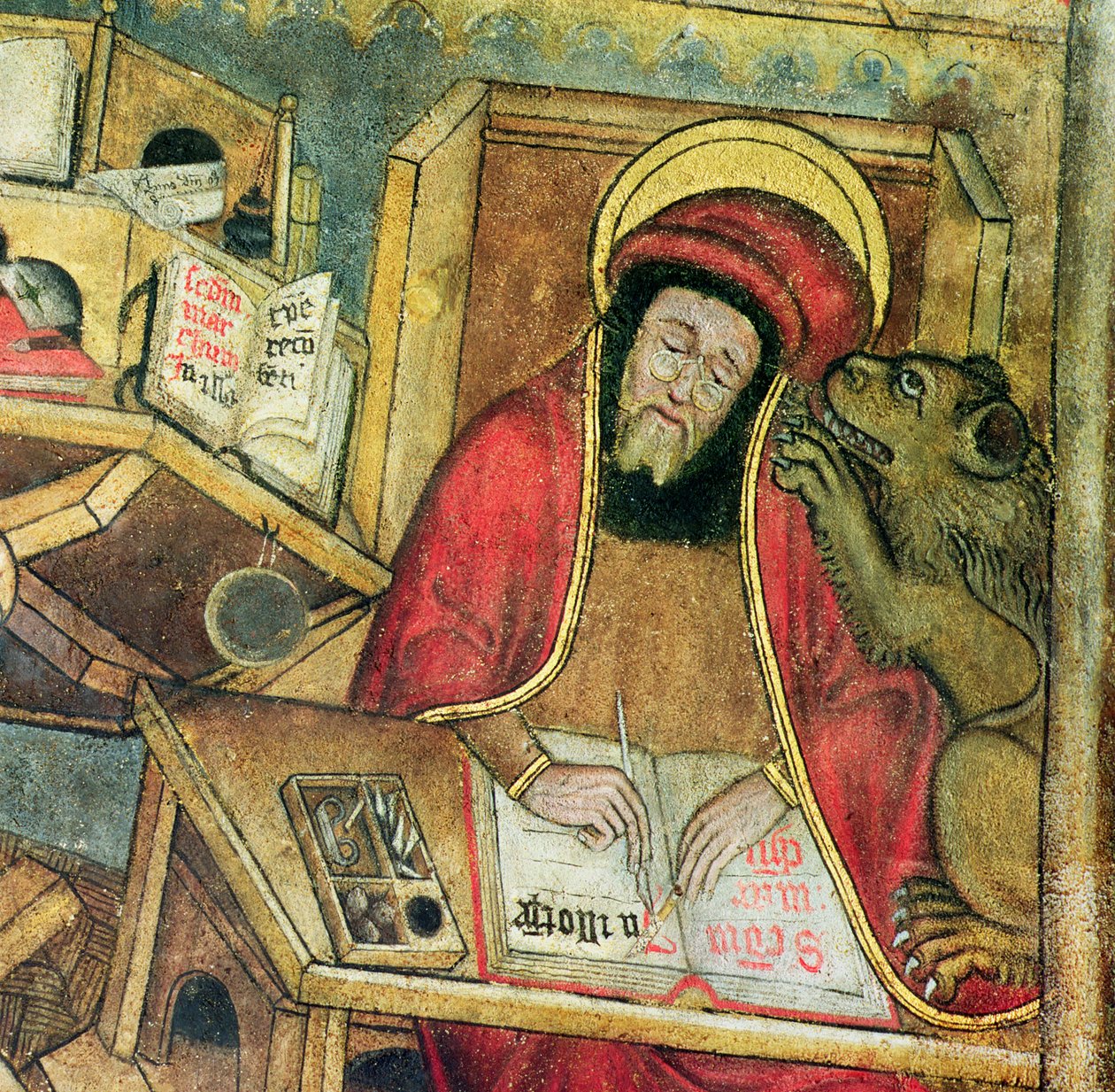 Św. Marek piszący swoją Ewangelię, fragment z krypty autorstwa French School