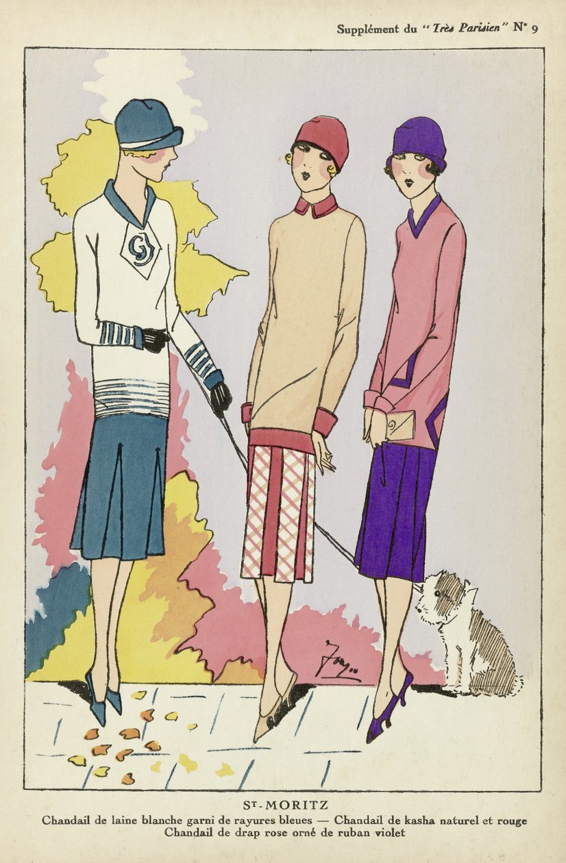 St Moritz, z Tres Parisien, wyd. 1925 (odbitka pochoir) autorstwa French School