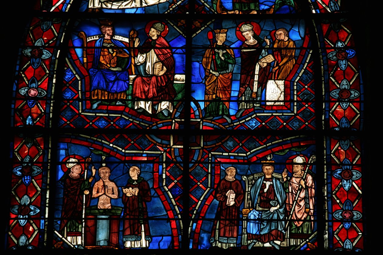 Św Remi chrzci le Roi Clovis autorstwa French School