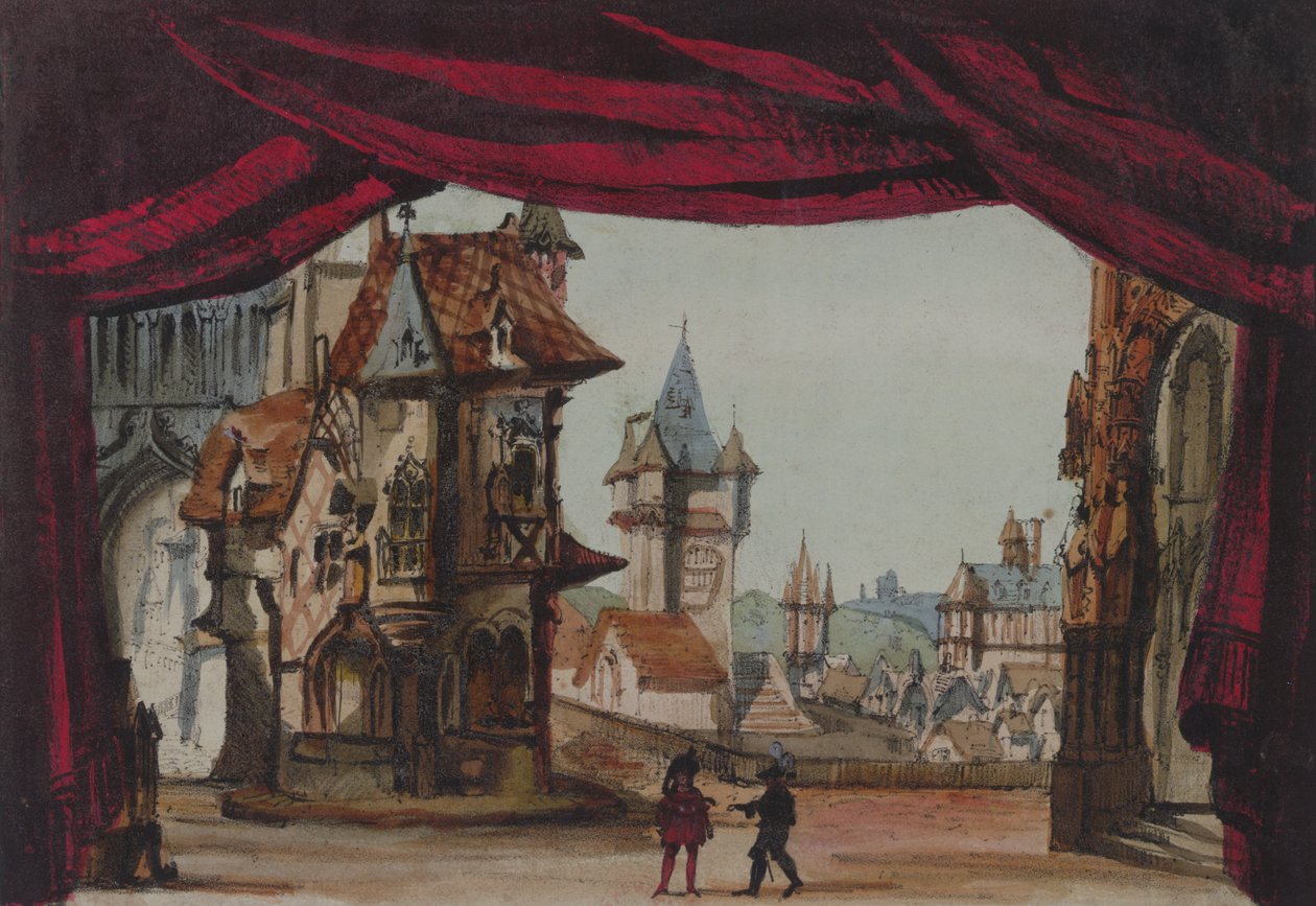 Scenografia do La Juive, po raz pierwszy wystawiona w Operze Paryskiej 23 lutego 1835 (wc na papierze) autorstwa French School