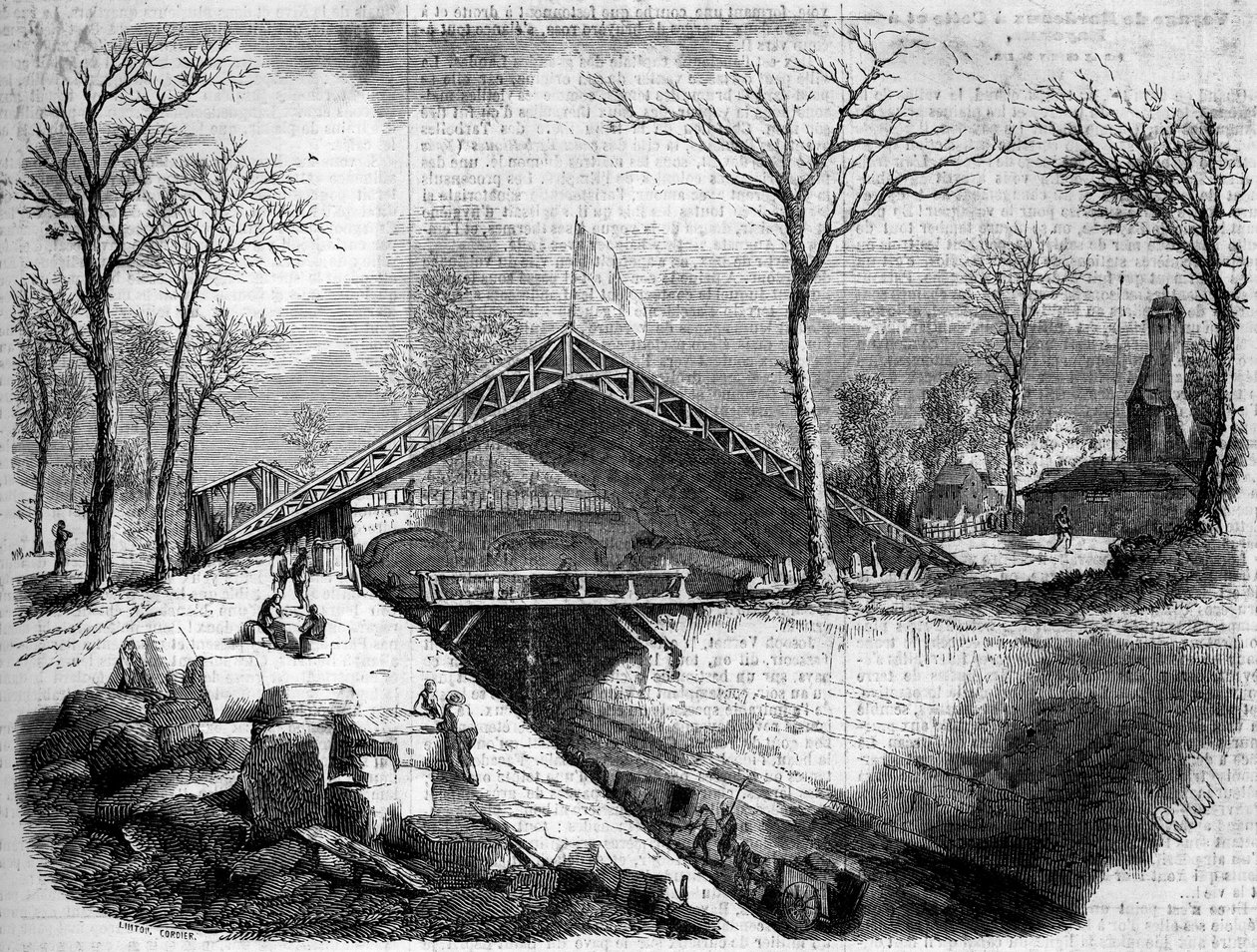 Stan prac lodowca Bois de Boulogne, Paryż autorstwa French School