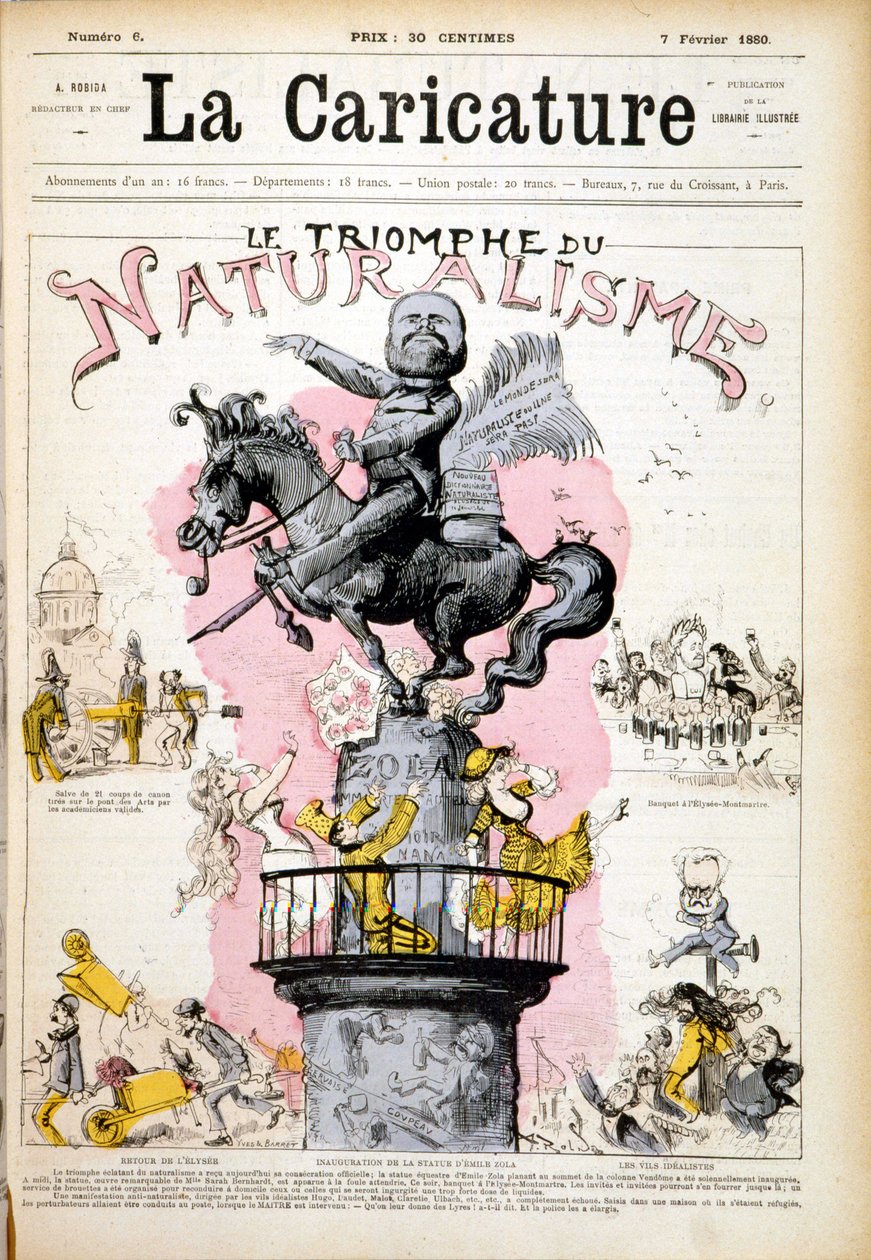 Posąg Emila Zoli „Triumf naturalizmu”” – w „Karykaturze” z 7.02.1880 r. autorstwa French School