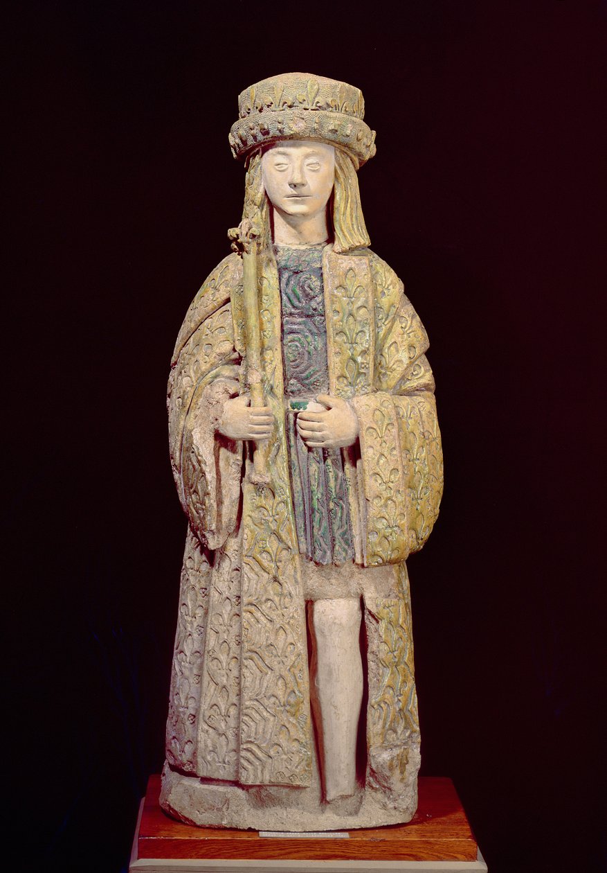 Posąg św. Ludwika (1214-70), koniec XV lub początek XVI wieku (glazurowana terakota) autorstwa French School