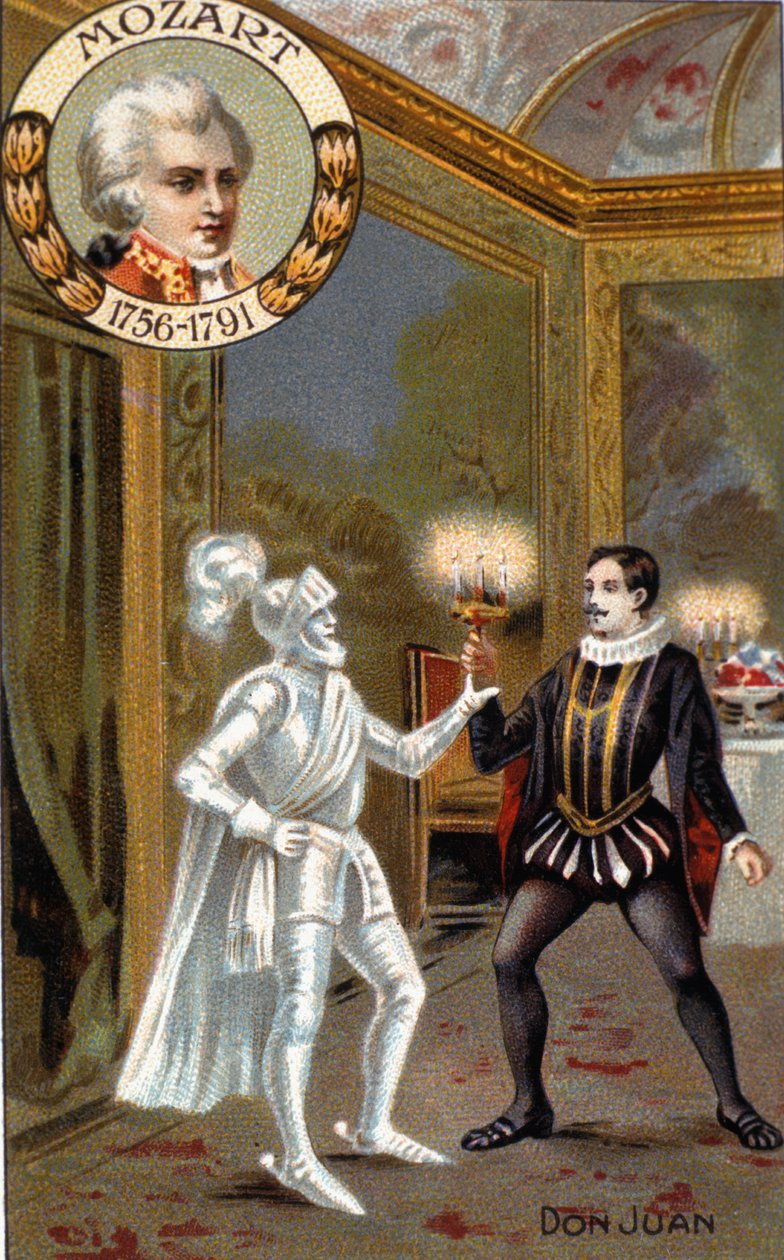 Posąg Commendatore, scena z "Don Giovanniego" (kolorowa litografia) autorstwa French School