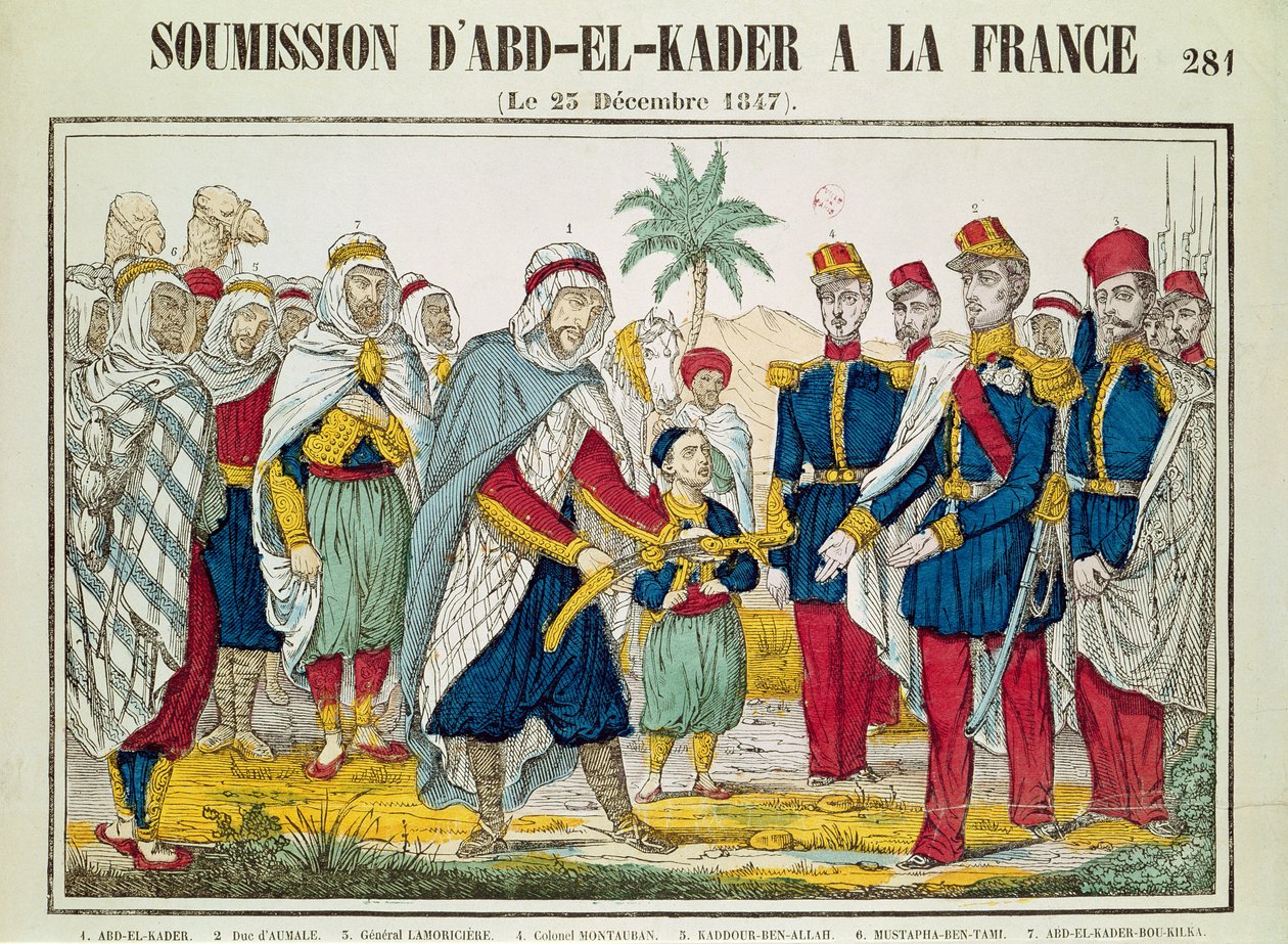 Poddanie Abd el-Kadera (1808-83) Henrykowi Orleańskiemu (1822-97) księciu Aumale, 23 grudnia 1847 autorstwa French School