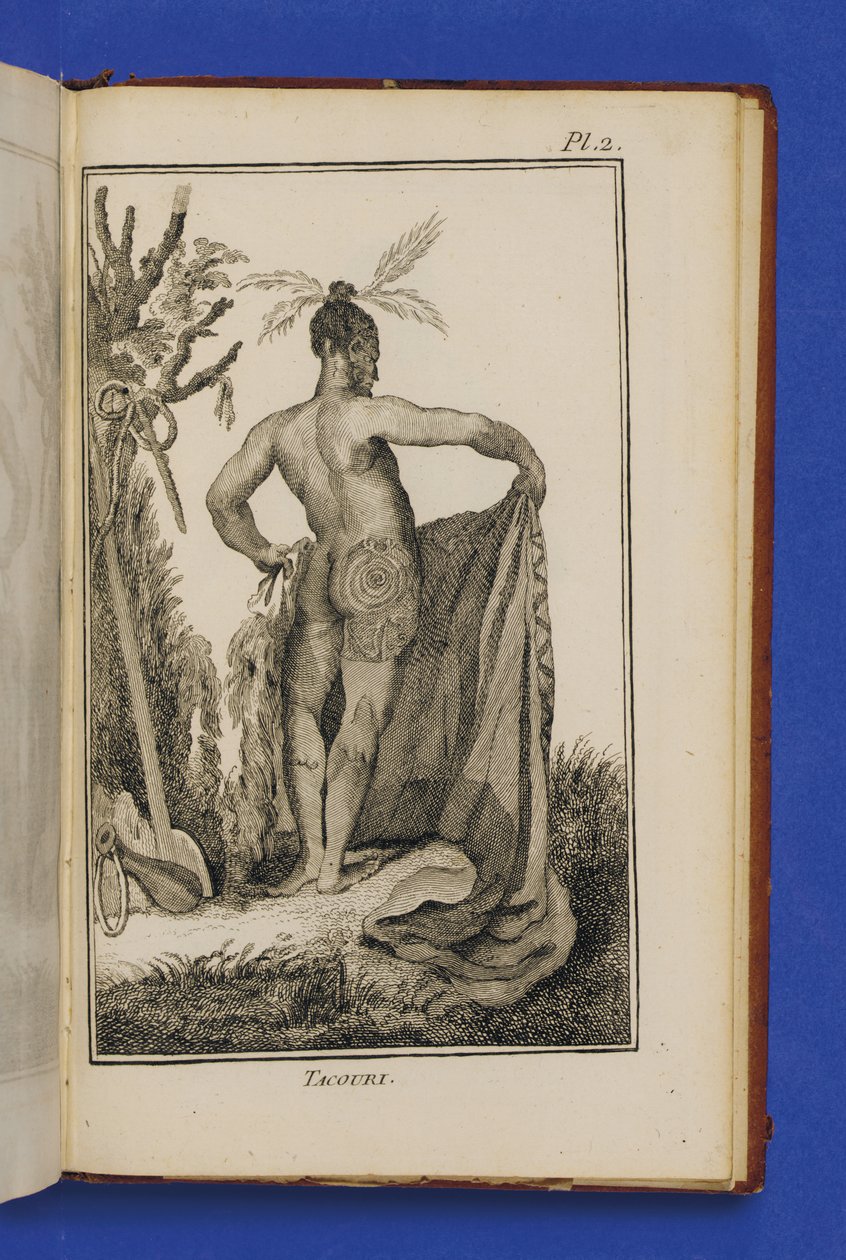 Tacouri, ilustracja z „Nowa podróż na Morze Południowe, rozpoczęta pod rozkazami pana Mariona” autorstwa Juliena-Marie Crozeta autorstwa French School