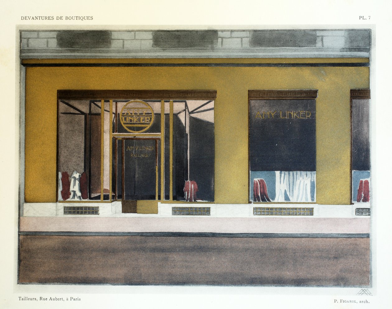 Krawcy, płyta 7, ilustracja z Devantures de Boutiques autorstwa Louis-Pierre Sezille, Paryż, 1927 autorstwa French School