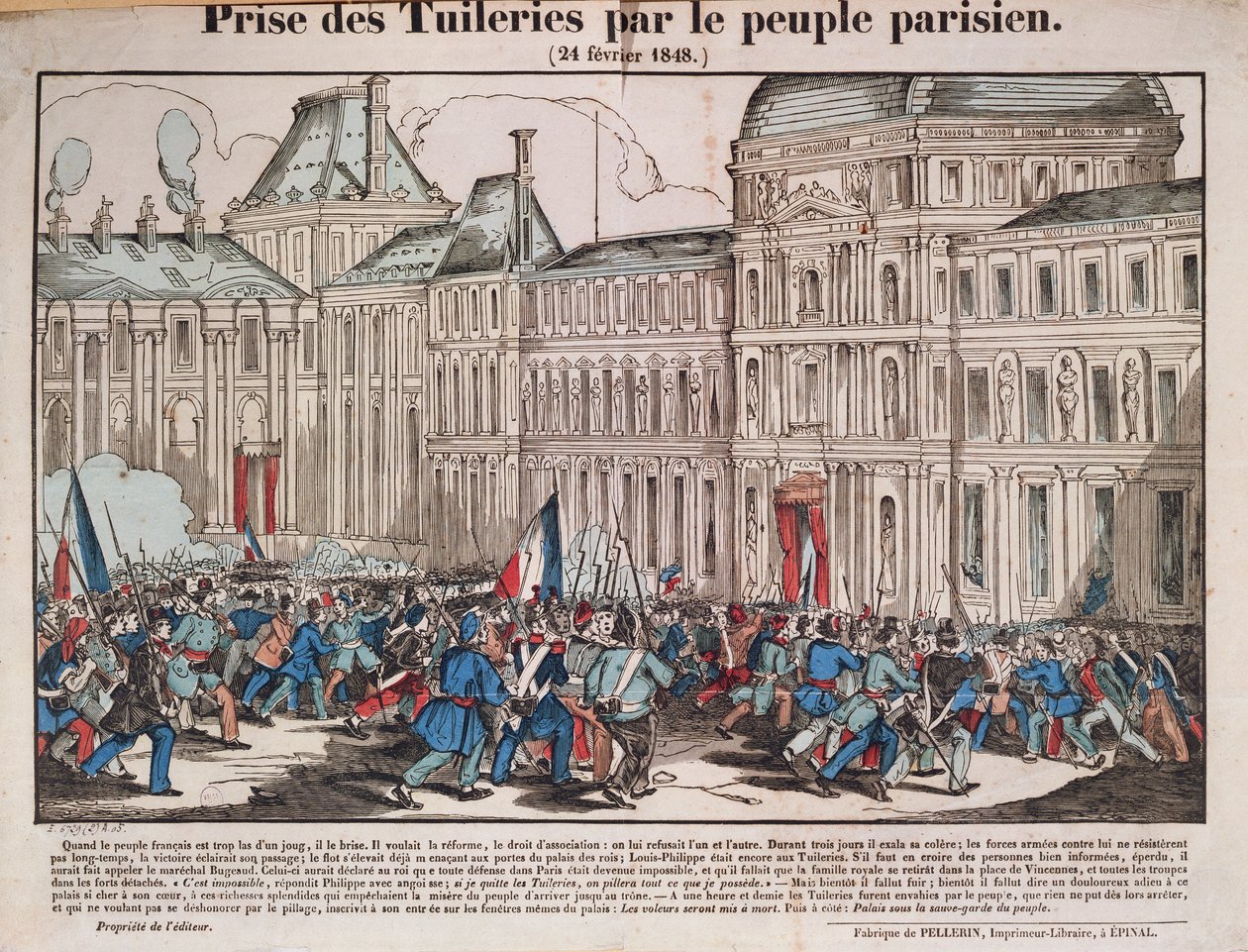 Zdobycie Tuileries przez lud paryski, 24 lutego 1848 r. autorstwa French School