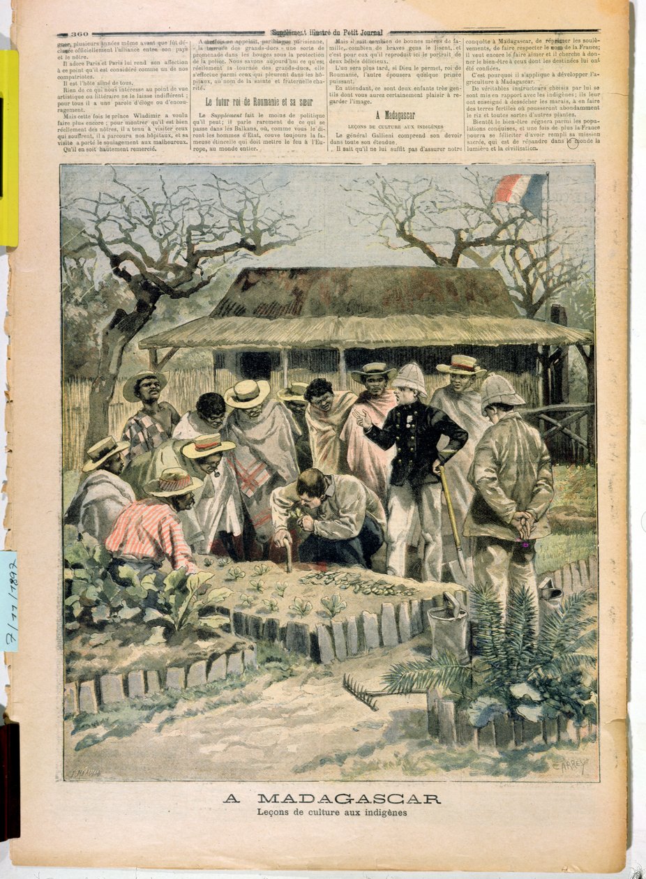 Nauczanie tubylców Madagaskaru o metodach uprawy z Le Petit Journal, 7 listopada 1896 r. autorstwa French School