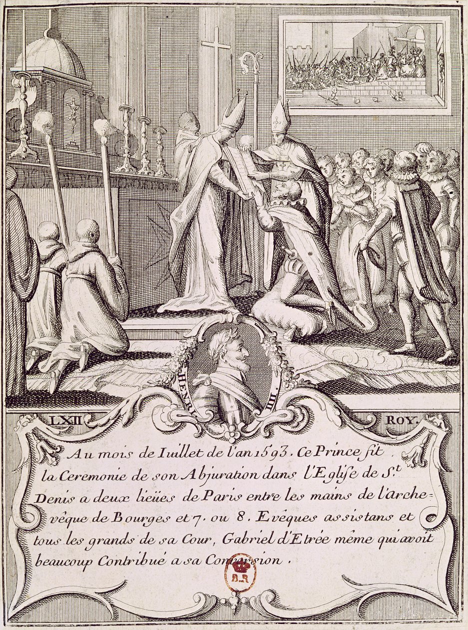 Wyrzeczenie Henryka IV (1553-1610) w St. Denis, lipiec 1593 autorstwa French School
