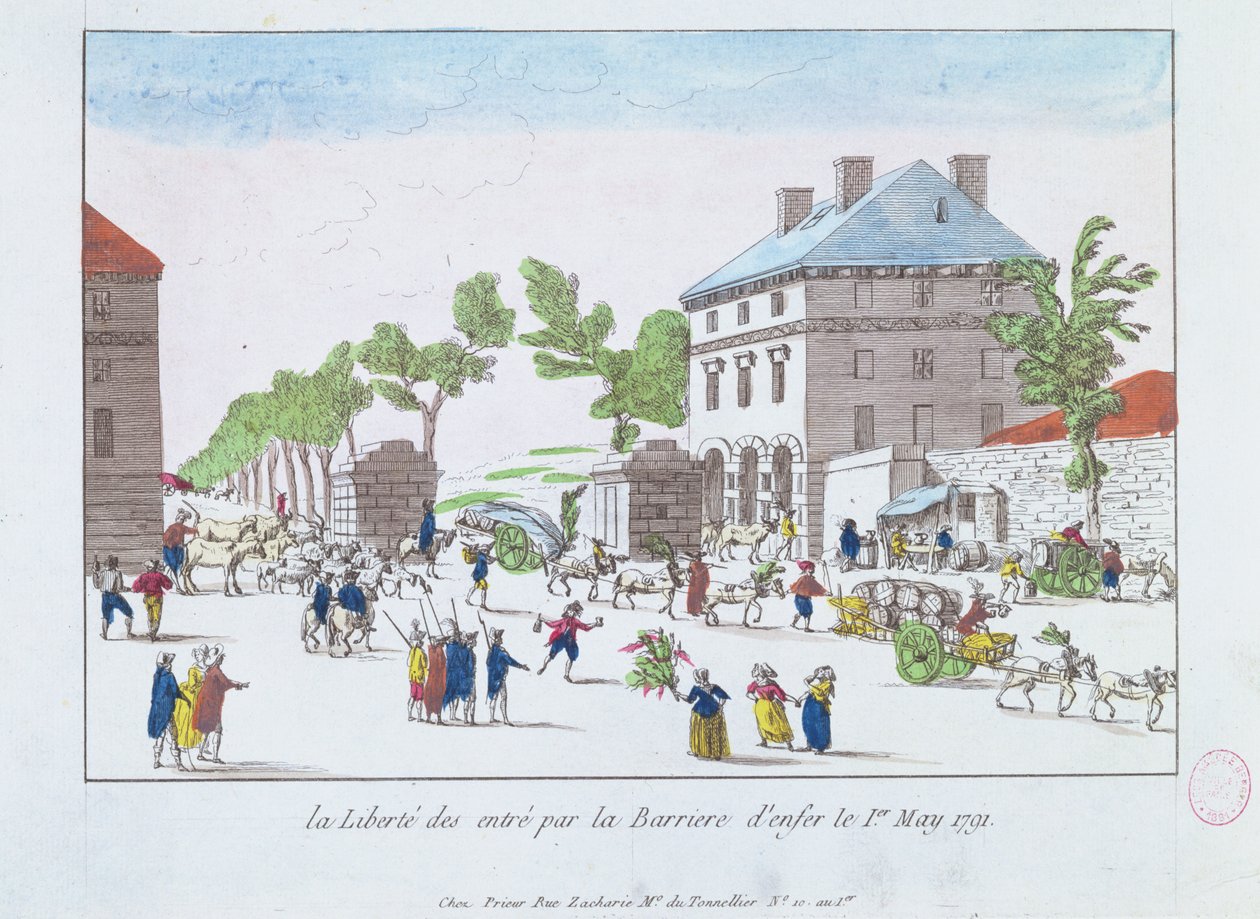 Zniesienie opłat drogowych w Barriere dEnfer, 1 maja 1791, Paryż autorstwa French School