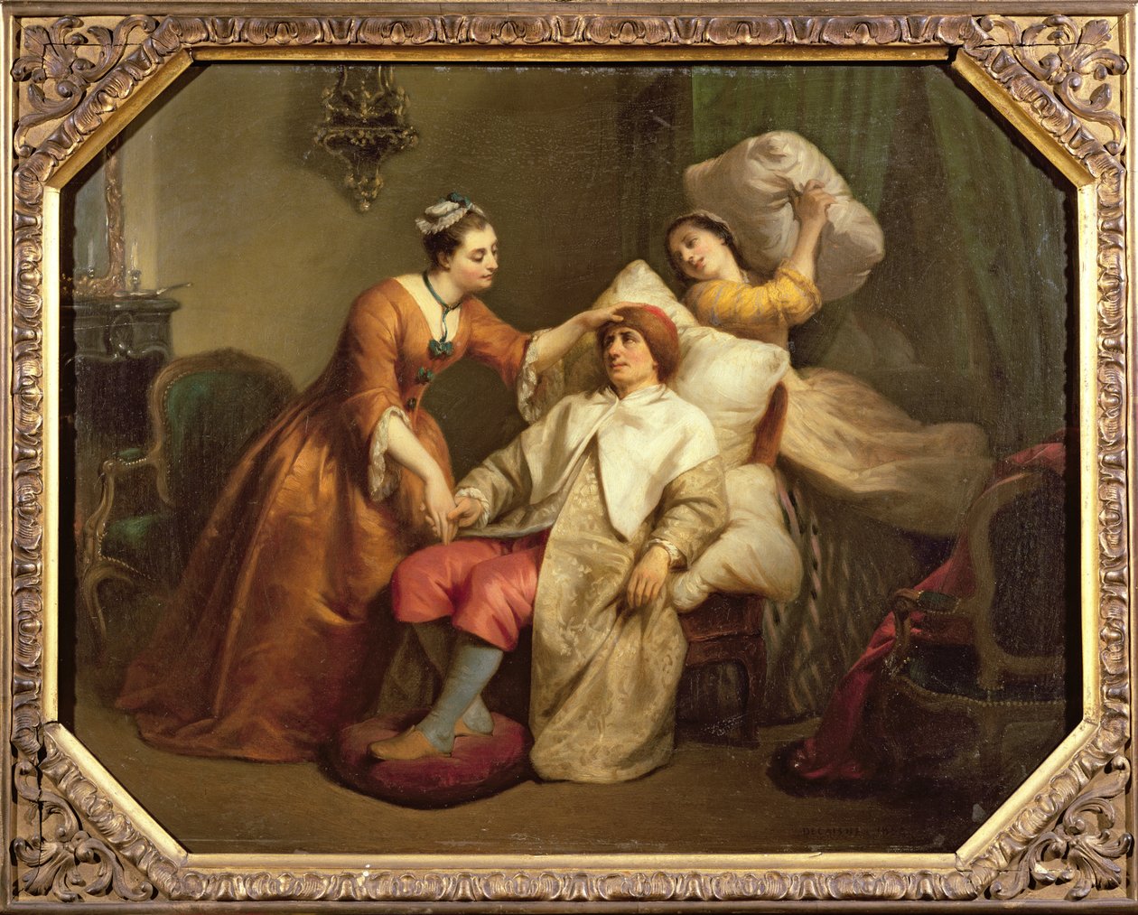 Aktor Bonneval w roli Argana w Molieres gra Le Malade Imaginaire autorstwa French School