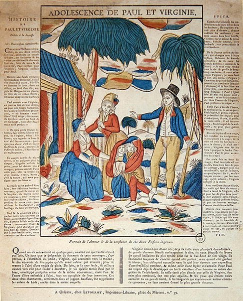 Młodość Pawła i Virginie (kolorowy grawerunek) autorstwa French School