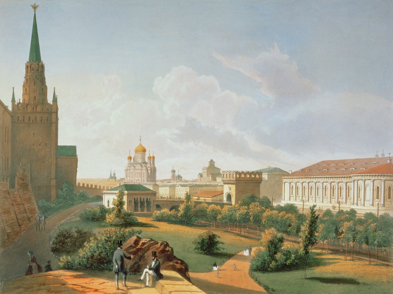 Ogród Aleksandrowski w Moskwie, druk Jacottet i Bachelier, 1830 (kolor lito) autorstwa French School