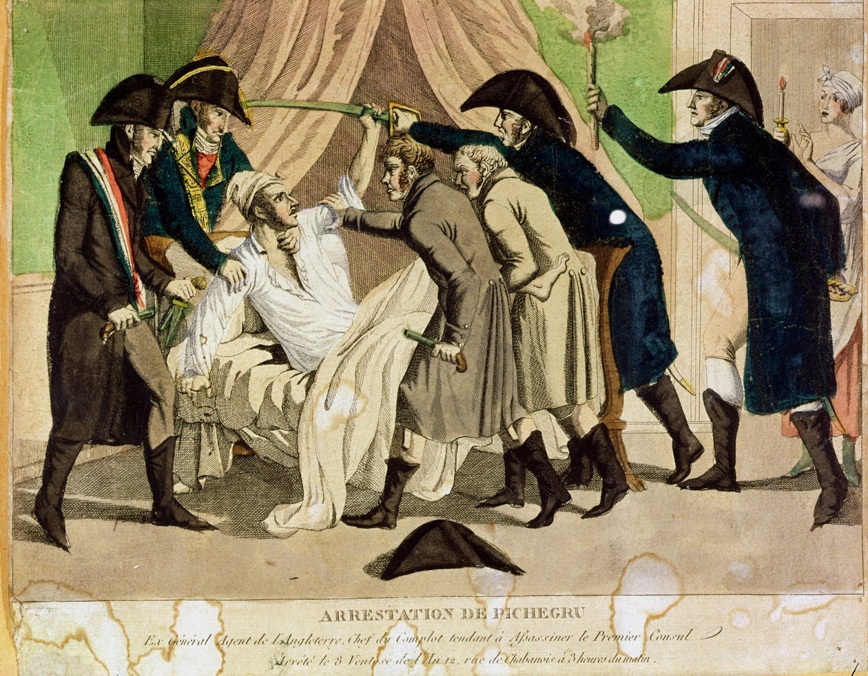 Aresztowanie generała Charlesa Pichegru (1761-1804) początek XIX wieku autorstwa French School