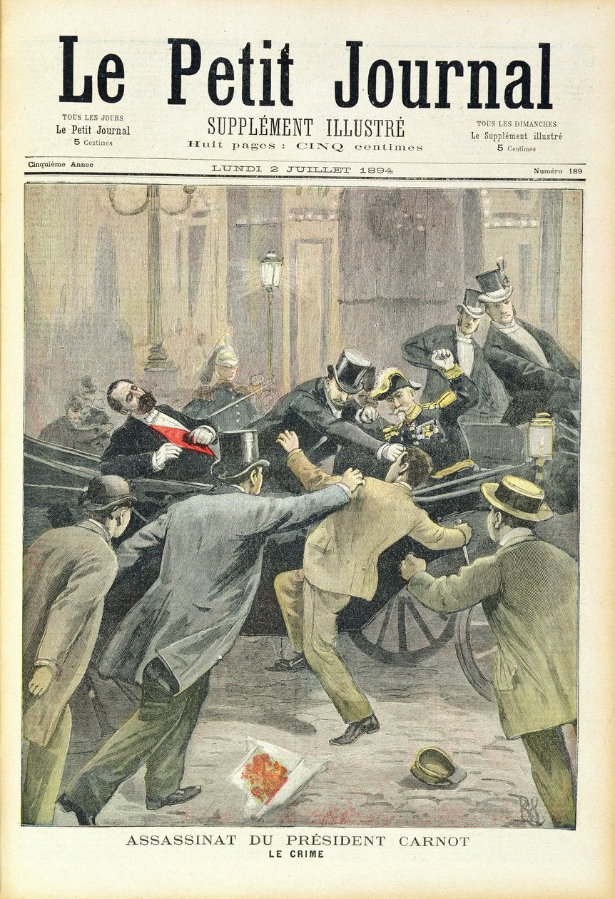 Zabójstwo prezydenta Carnota, z "Le Petit Journal", 2 lipca 1894 r. autorstwa French School