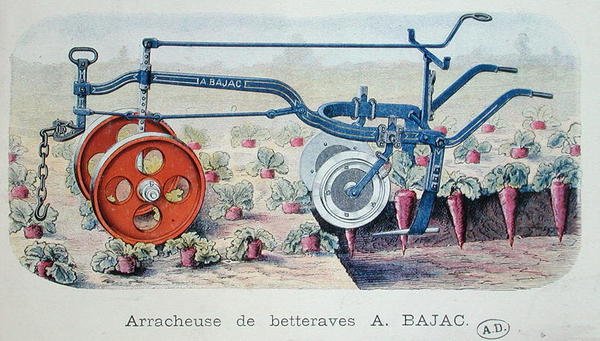 Bajac Maszyna do podnoszenia buraków, ok. 1900 (kolor grawerowany) autorstwa French School