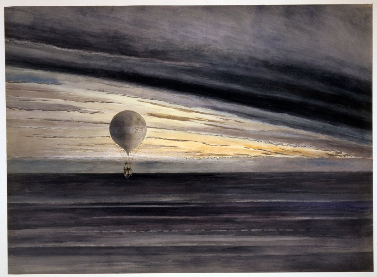 Balon Zénith podczas długodystansowego lotu z Paryża do Bordeaux w marcu 1875 r., pub 1875-1880 autorstwa French School