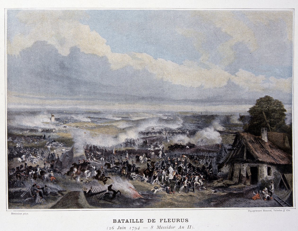 Bitwa pod Fleurus w 1794 r. - w „Bitwach napoleońskich”, koniec XIX wieku autorstwa French School