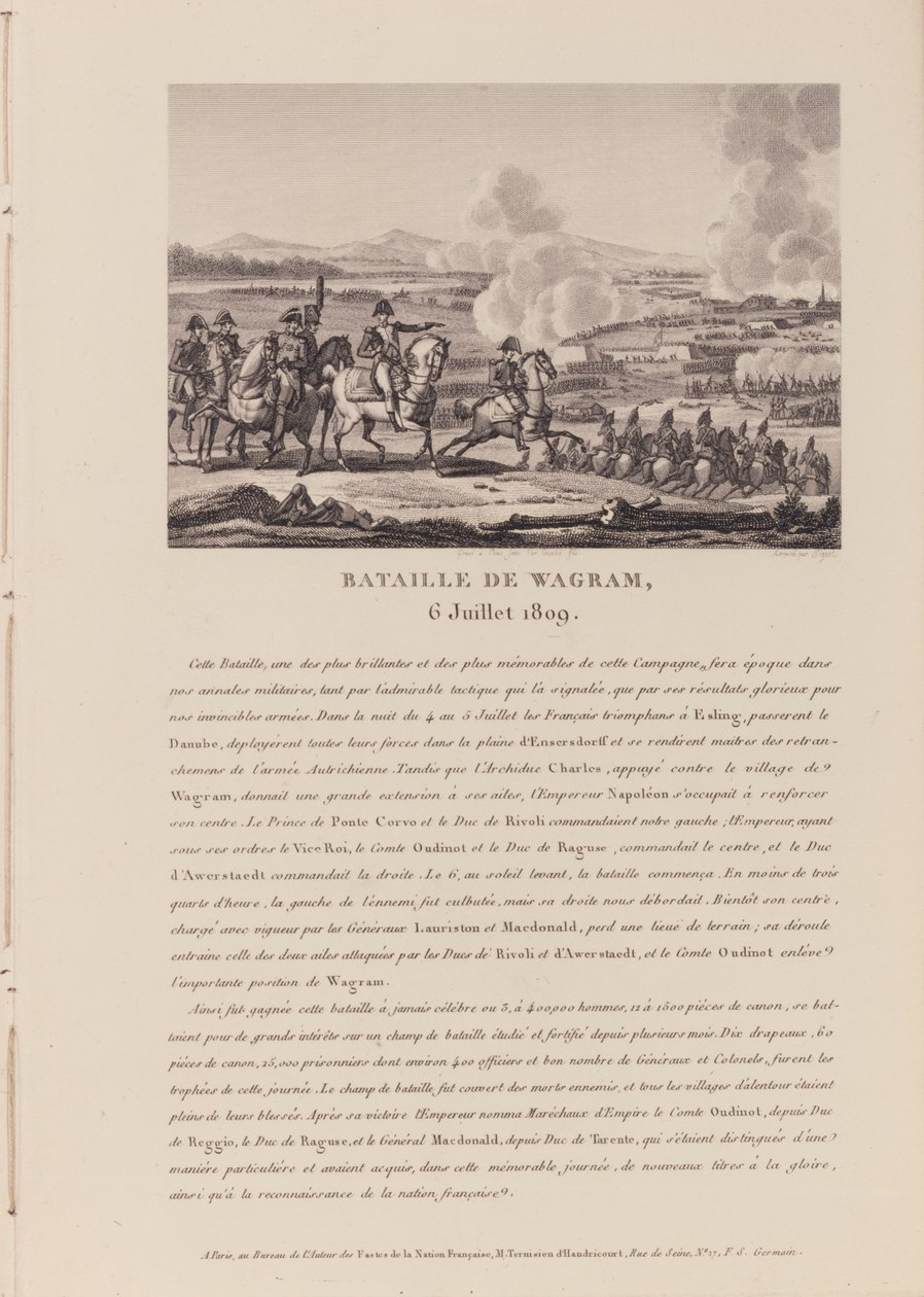Bitwa pod Wagram w dniu 6 lipca 1809 r. (lito) autorstwa French School