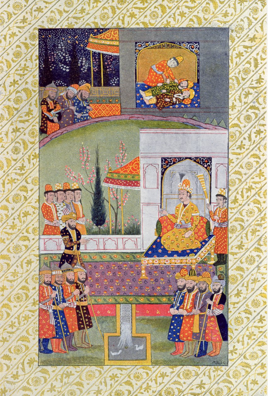 Łóżko sprawiedliwości, ilustracja z The Arabian Nights, 1895 (kolorowa grawerunek) autorstwa French School
