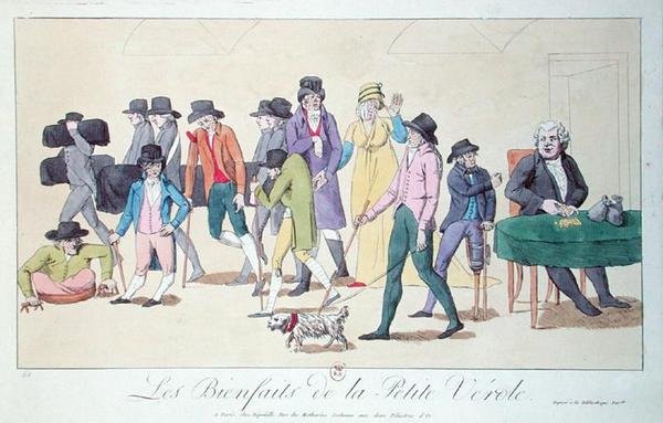 Korzyści z ospy, karykatura, ok.1804 (kolorowe grawerowanie) autorstwa French School