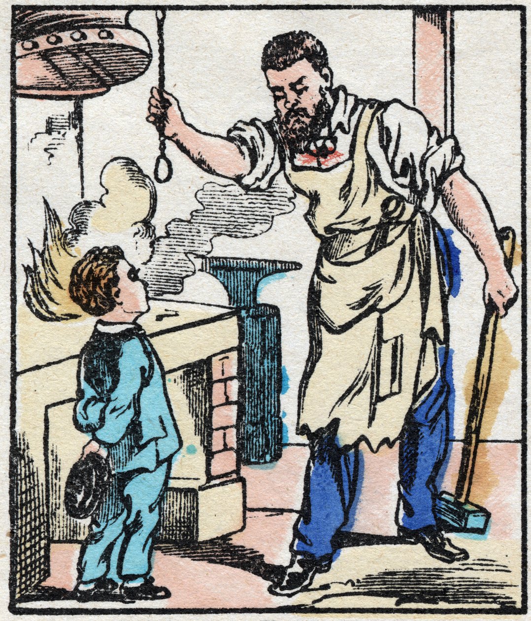 Kowal. Grawerowanie w „”La chanson des metier””. Obrazowanie epinal, koniec XIX wieku. Prywatna kolekcja autorstwa French School