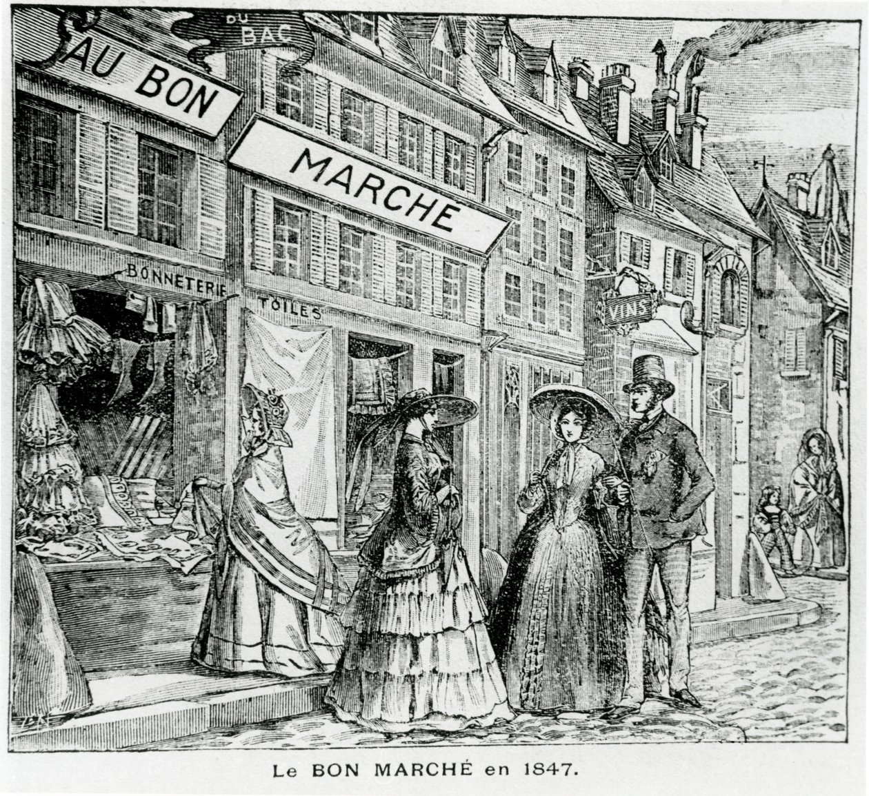 Sklep Bon Marché przy rue du Bac, Paryż w 1847 r. autorstwa French School
