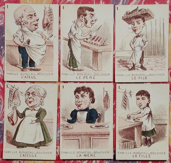 Rodzina rzeźników z „Jeu des Sept Familles” (kolor lito) autorstwa French School