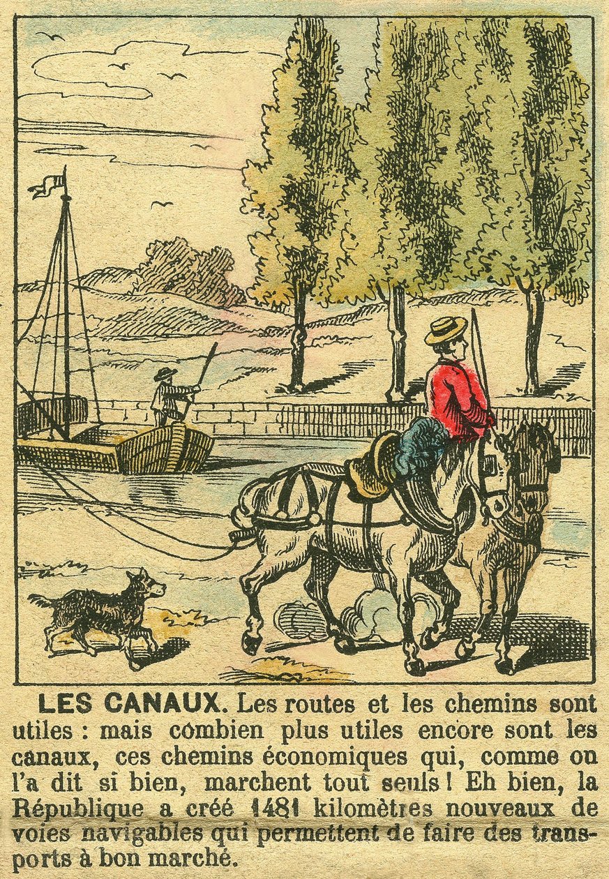 Kanały, ilustrujące korzyści III RP z budowy kanałów dla gospodarki kraju. Grawer, w „Le Figaro, dodatek””, 30.03.1889, Paryż. autorstwa French School