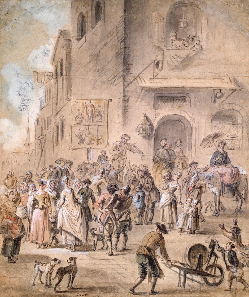Szarlatan, 1774 (pióro i atrament i toaleta na papierze) autorstwa French School