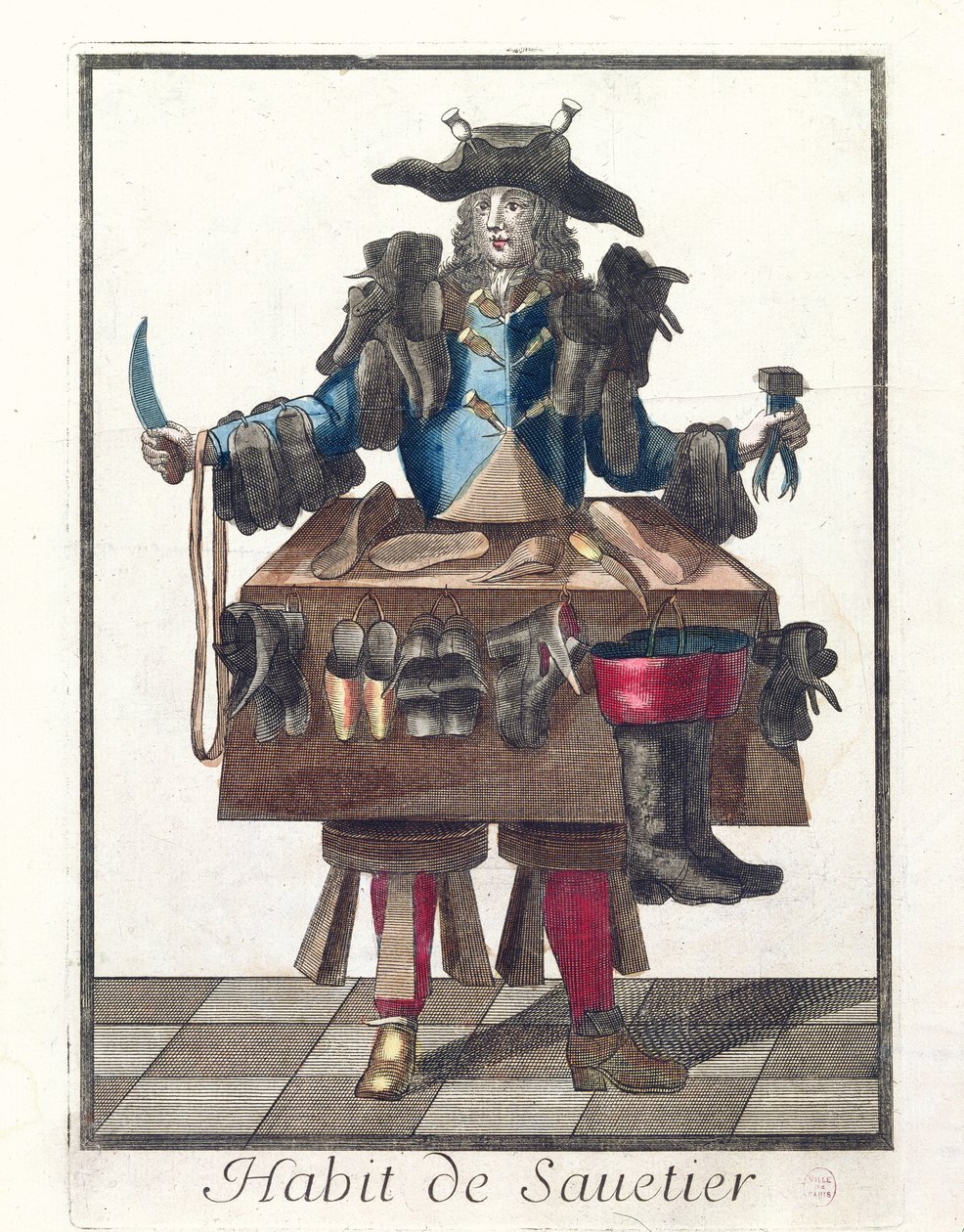 Szewc, alegoryczny projekt kostiumu, według wizerunku jednego z rodu Larmessinów, ok. 1640-84 autorstwa French School