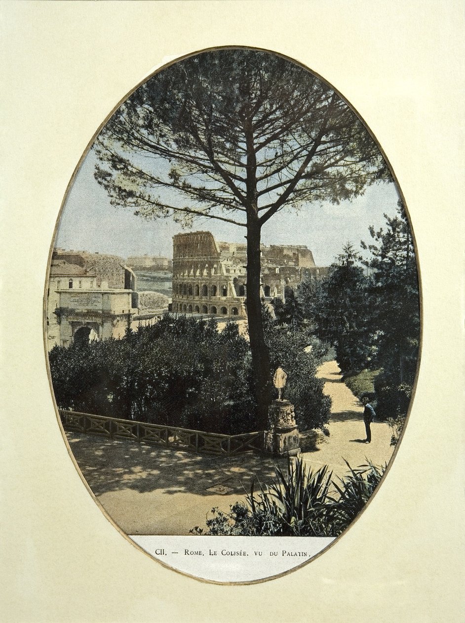 Koloseum widziane ze wzgórza Palatyn w Rzymie (kolorowe zdjęcie) autorstwa French School