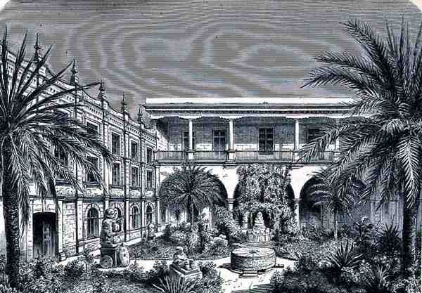 The Court of the Mexico Museum, z The Ancient Cities of the New World, Claude-Joseph-Desire Charnay, wyd. 1887 autorstwa French School
