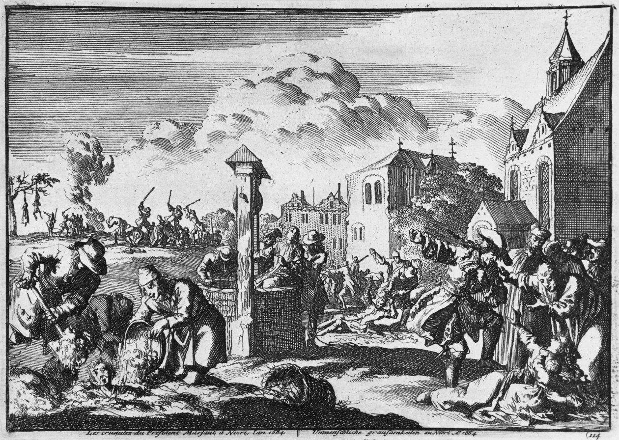 Okrucieństwo prezydenta Marsauta w Niort wobec protestantów, 1684 autorstwa French School