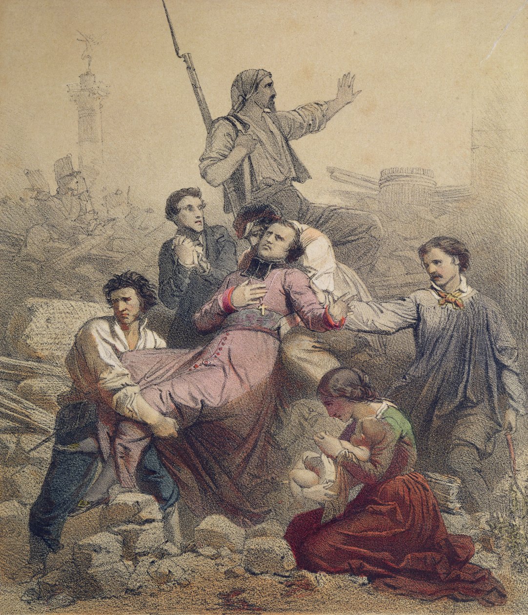 Śmierć Monseigneur Affre (1793-1848) 25 czerwca 1848 autorstwa French School