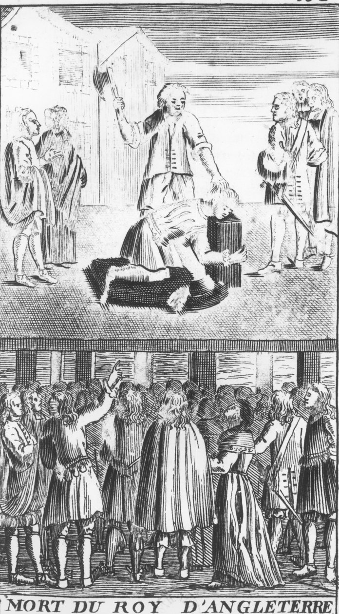 Śmierć króla Anglii, z Les Vrayes Centuries et Propheties de Maistre Michel Nostradamus, z życiem autora, wyd. Antoine Besson w Lyonie autorstwa French School