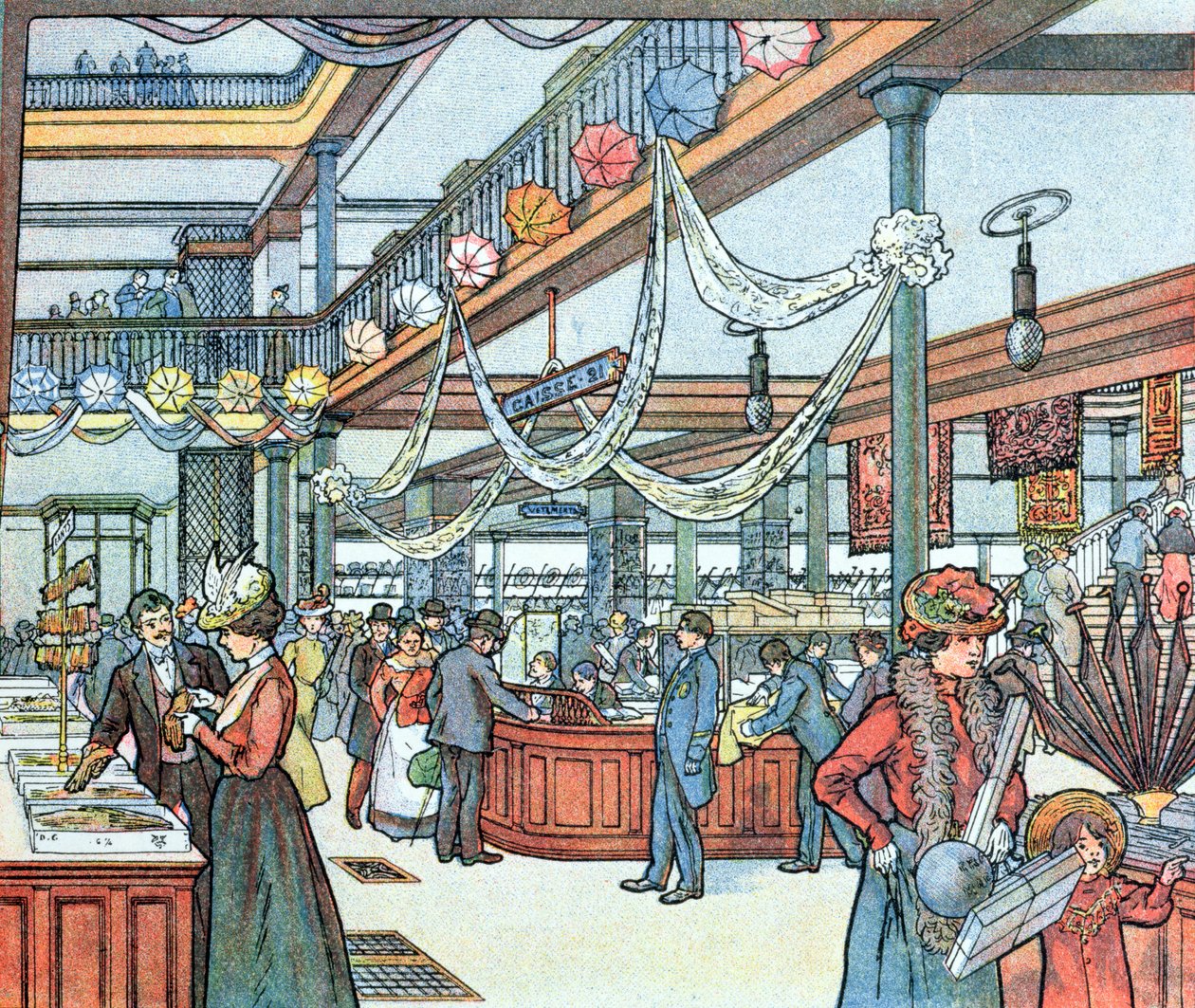 Dom Towarowy, ilustracja z Cours Schweiter, ok. 1900 autorstwa French School