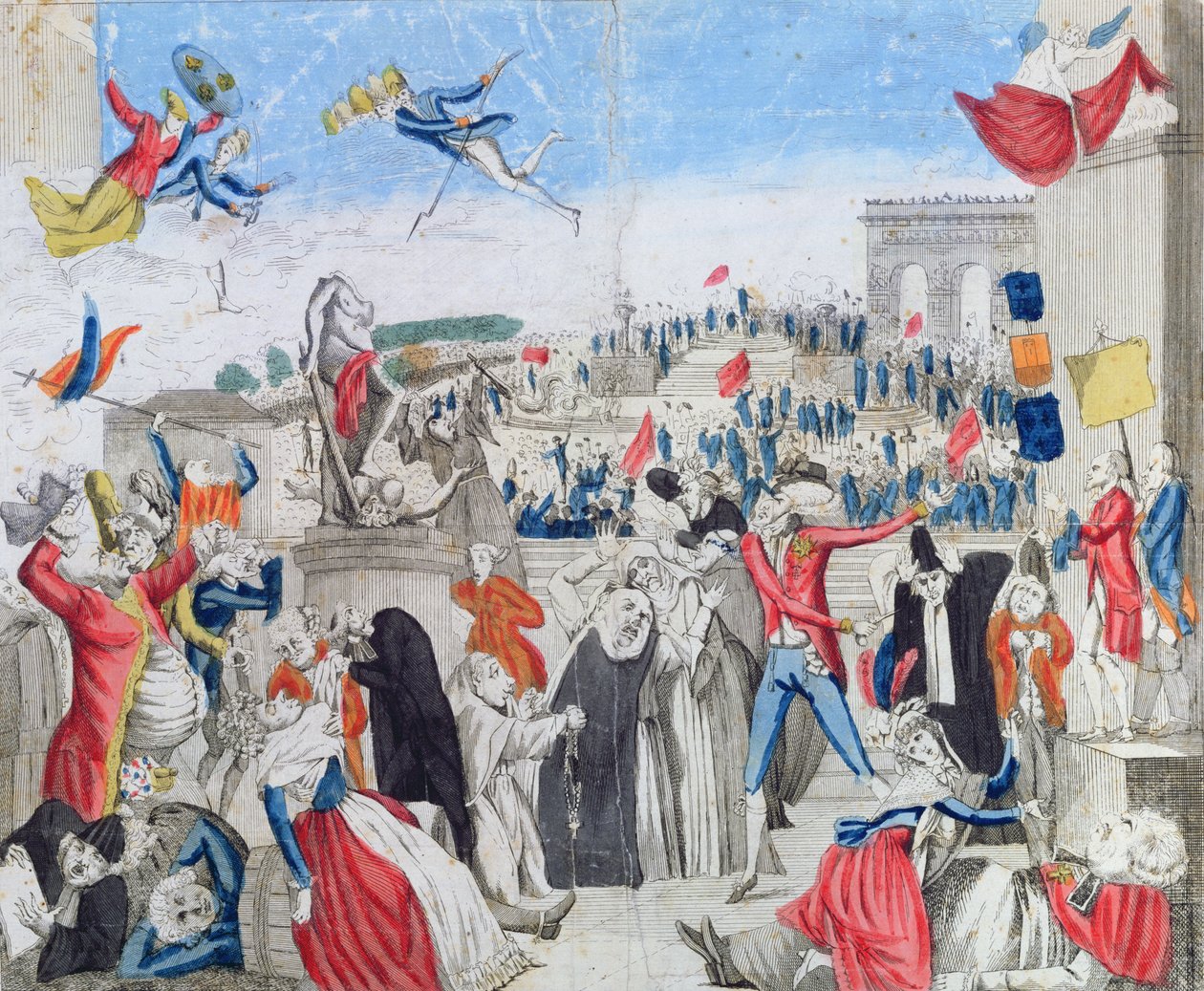 Zdesperowani arystokraci oglądający Fete de la Federation na Polach Marsowych, 14 lipca 1790, ok. 1790 autorstwa French School