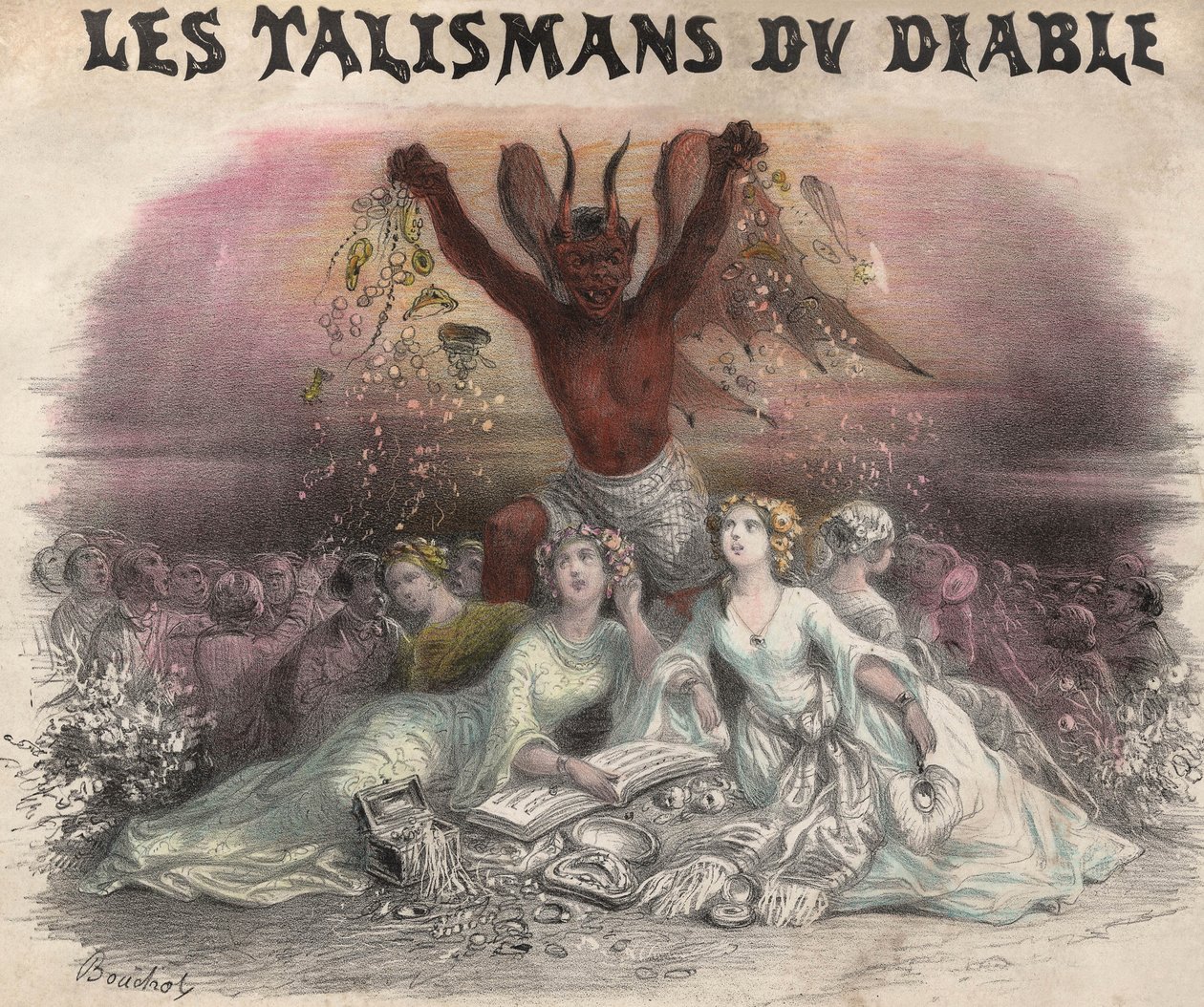 Diabelskie talizmany, pieśń na kadryla. Litografia autorstwa French School
